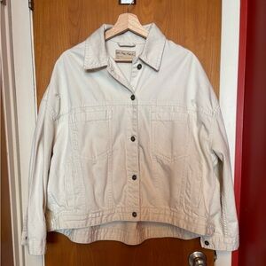 We The Free Opal Cream Button-Front Oversized Jean Jacket